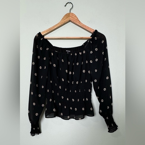 Madewell (Re)sourced Georgette Square-Neck Smock-Waist Top in Bloom Dot Medium - Picture 5 of 10